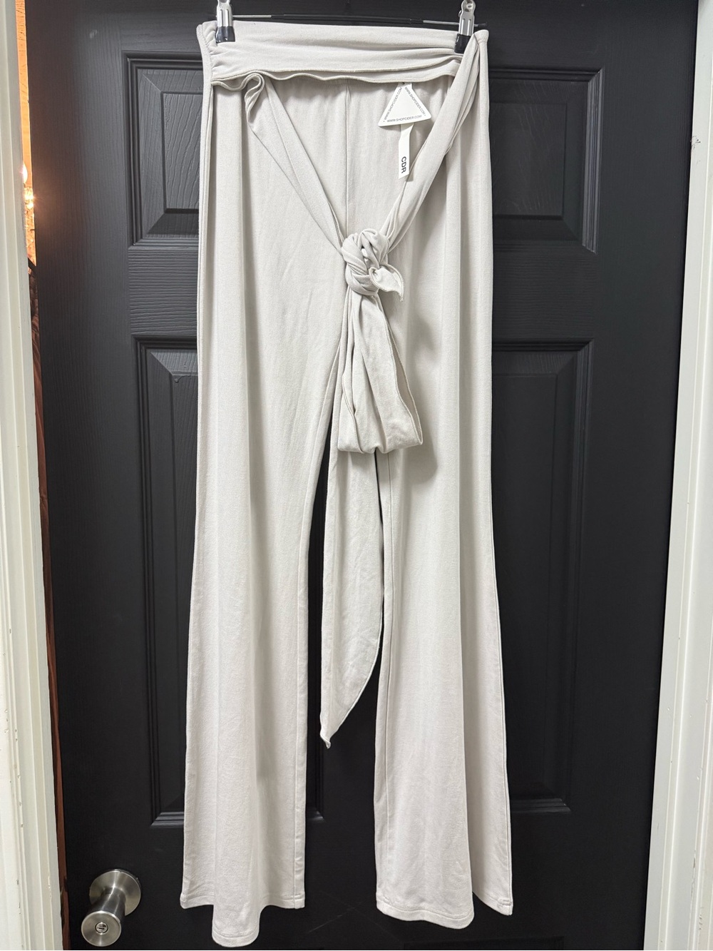 Cider Light Grey Jersey Wide-Leg Pants